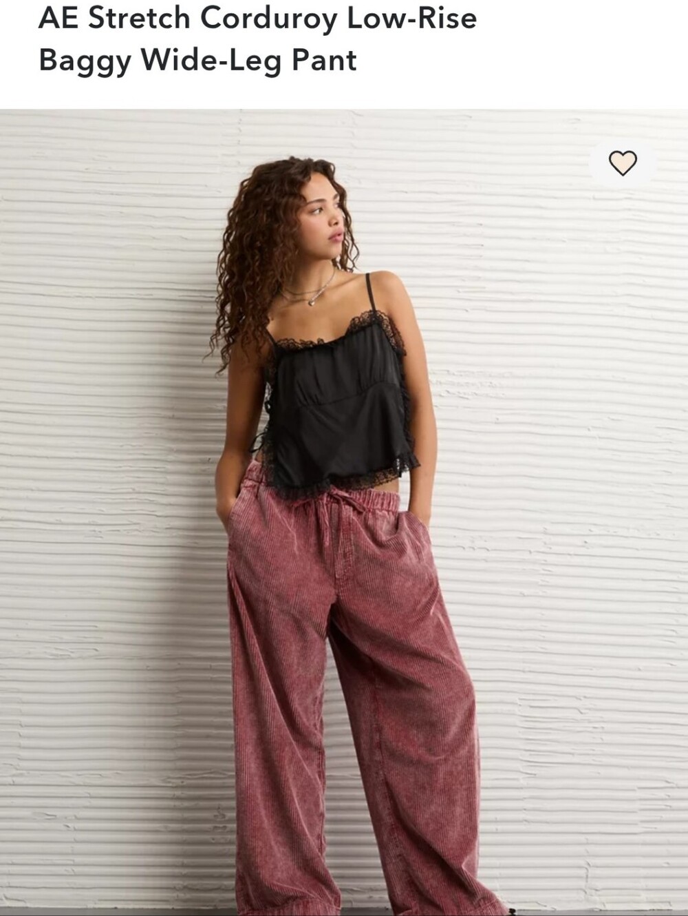 American Eagle Outfitters Women's Corduroy Drawstring Pants - Rosewood